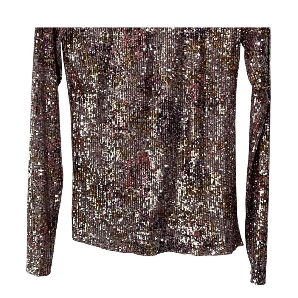 FREE PEOPLE Intimately Top Womens Medium Printed Gold Rush Sequin In Lilac Combo - Picture 7 of 13